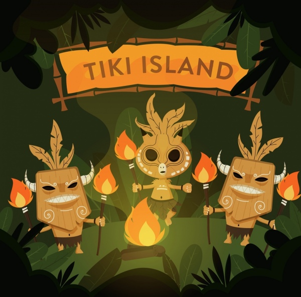 caracteres étnicos fundo festival tribal fogo ícones decoração