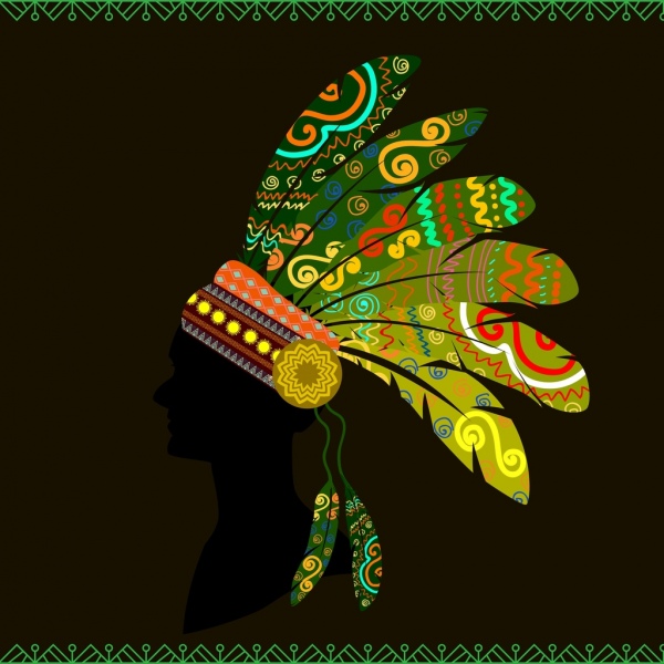 gaya silhouette boho berwarna-warni desain suku manusia