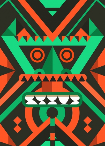 máscara tribal fondo decoración colorida diseño de miedo
