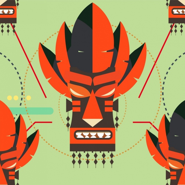 maschera tribale sfondo tradizionale icona horror design