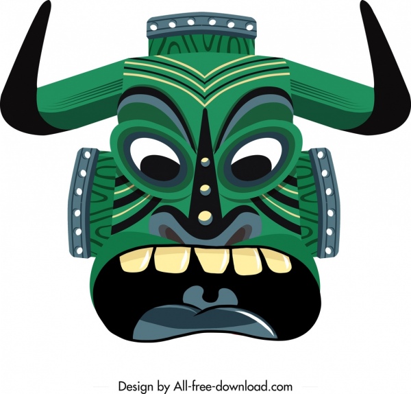 部落面具图标恐怖愤怒的脸设计