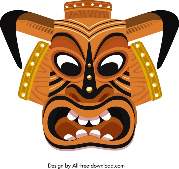 kabile maskesi şablon kızgın yüz simgesi renkli tasarım