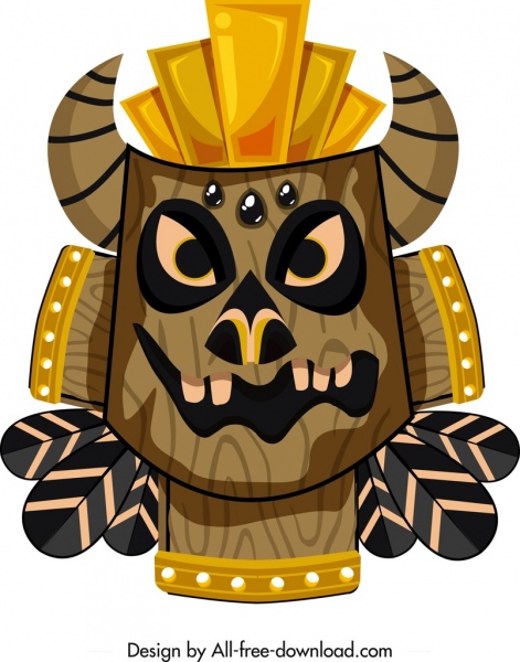 diseño de la cara del horror de máscara tribal plantilla
