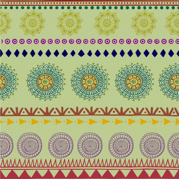 pola suku latar belakang berwarna-warni berulang gaya boho