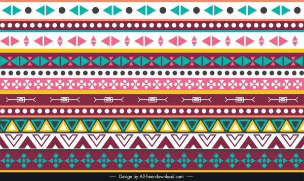 motif tribal répétant des formes géométriques décor horizontal layout
