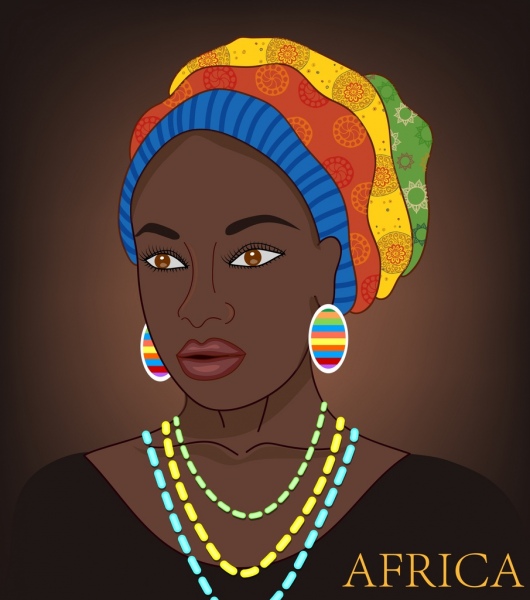 icono de mujer negra tribal retrato pintura