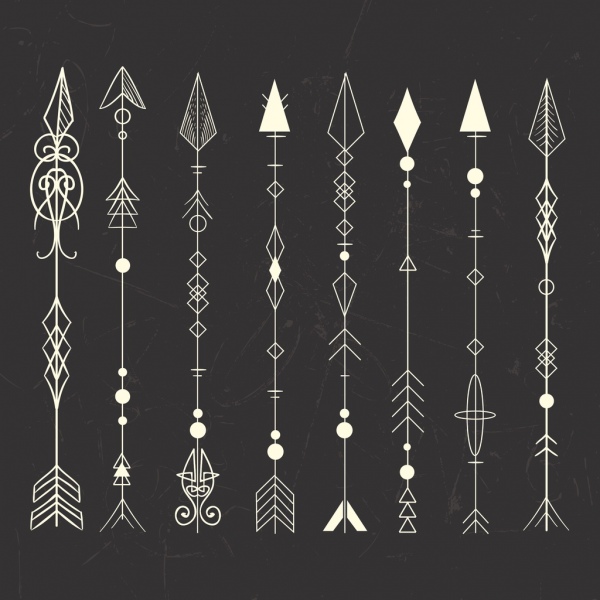 部族の入れ墨デザイン要素の古典的な矢印のアイコン