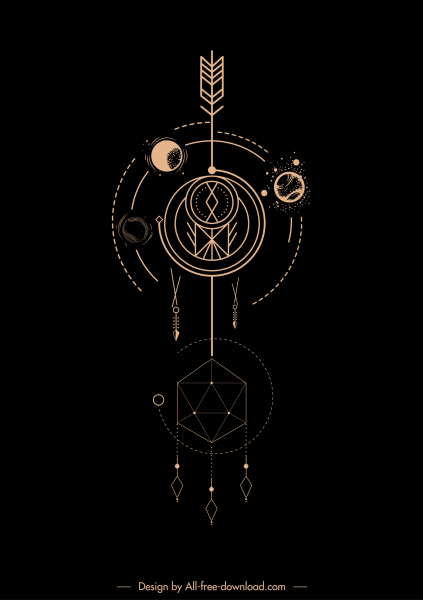 tribal plantilla tatuaje planetas movimiento geometría boceto