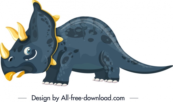 triceraptor 공룡 아이콘 컬러 만화 캐릭터 디자인