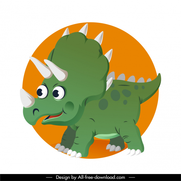 croquis mignon de caractère de dessin animé d’icône de dinosaure de triceraptor