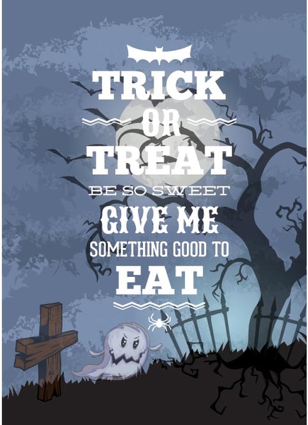 trik atau memperlakukan bahagia halloween vektor template desain poster
