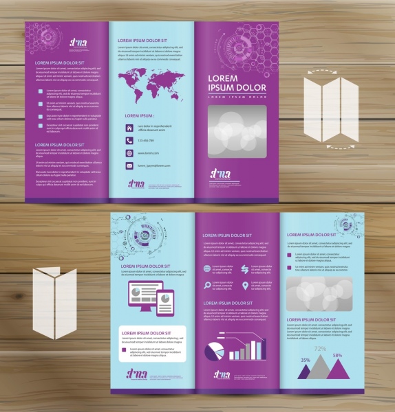 складываемой брошюра макет реалистичный рендеринг складываемой брошюра фон 3d иллюстрации абстрактный бизнес три раза листовка флаер вектор дизайн зад