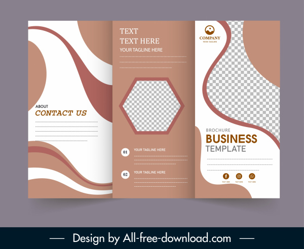 Trifold Brochure Template Elegant Brown White Checkered Decor