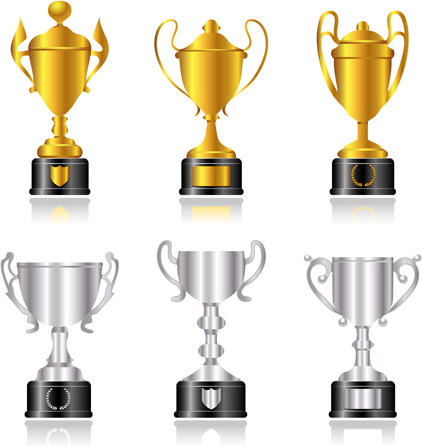 Trophy Cup And Medals Vector Set 3