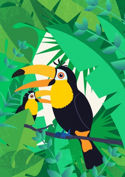 tropikalny charakter tło zielony leatropical charakter tle zielonych liści papuga ikony decorves papuga ikony wystrój