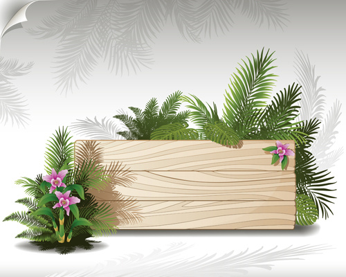 tanaman tropis dengan desain vektor billboard