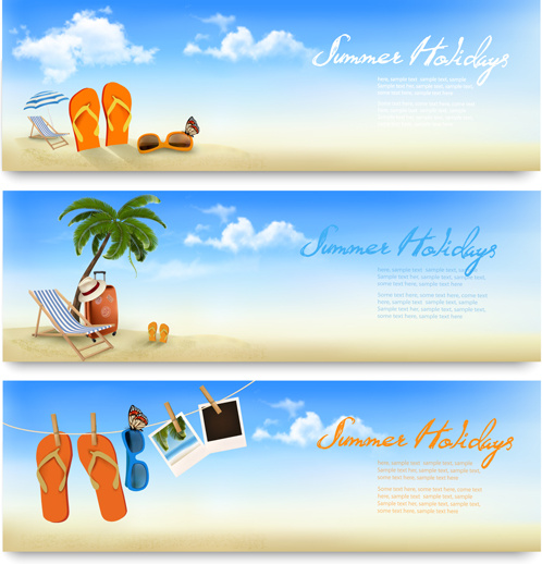 Tropical Vacation Creative Banner Vector