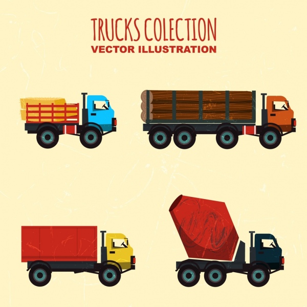 트럭 아이콘 모음 다양 한 색깔된 모양