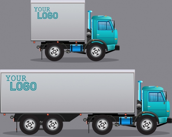 decoração realista do design colorido brilhante ícones de caminhão