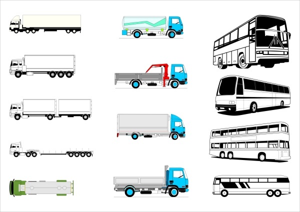 ilustrasi vektor truk dengan bus