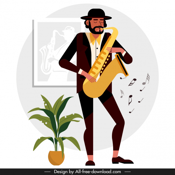 Trompeter-Symbol farbige Cartoon-Charakter mit Geste