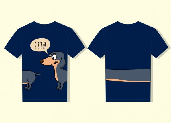tshirt template anjing lucu lucu ikon ekor panjang