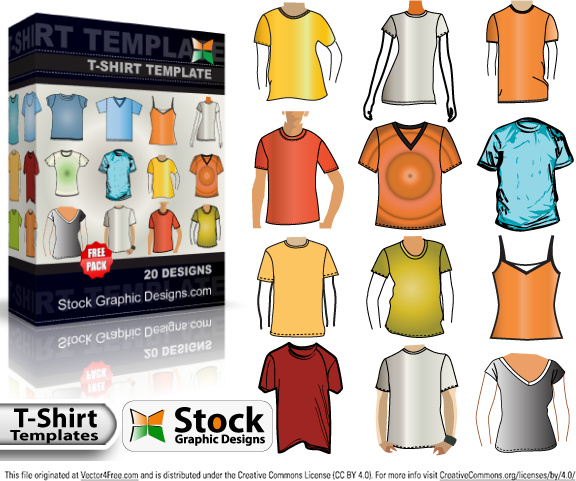 Tshirt template free Vector Pack