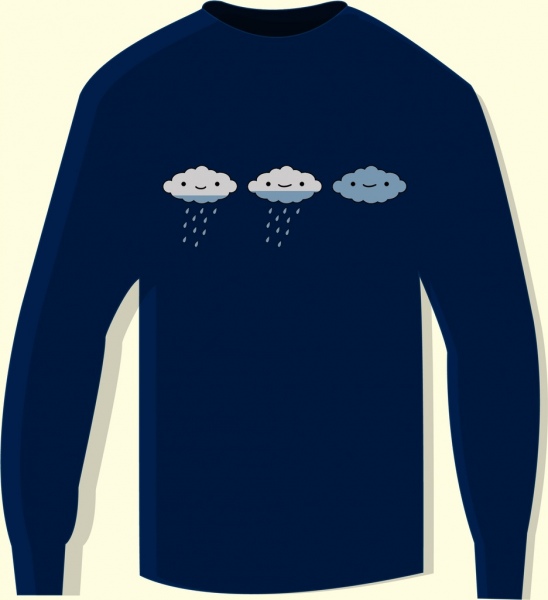 องค์ประกอบการออกแบบเสื้อยืดแม่สภาพอากาศฝนไอคอนเมฆ