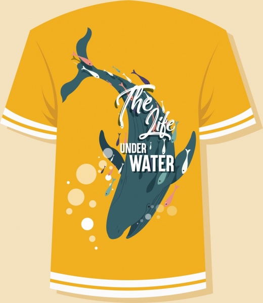 t恤範本鯨魚圖示橙色設計
