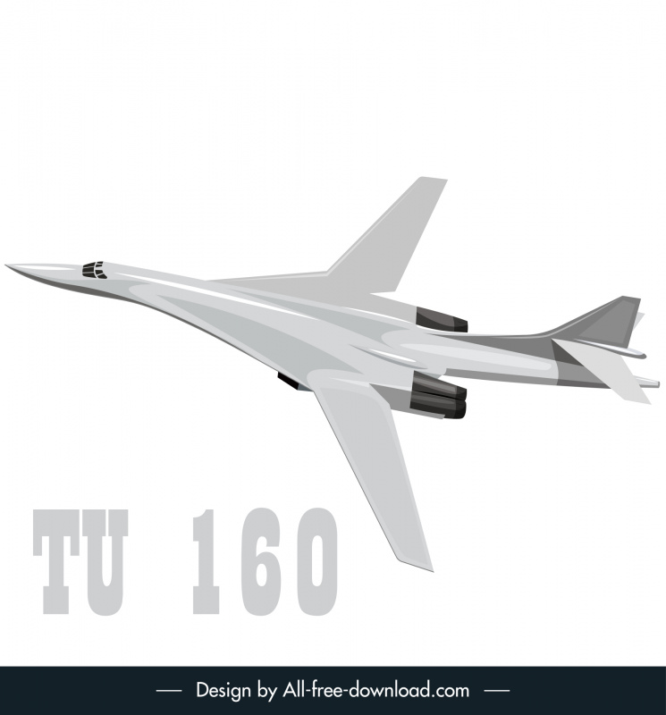 TU 160 เครื่องบินทิ้งระเบิดไอคอนเจ็ทโครงร่าง 3 มิติที่ทันสมัย