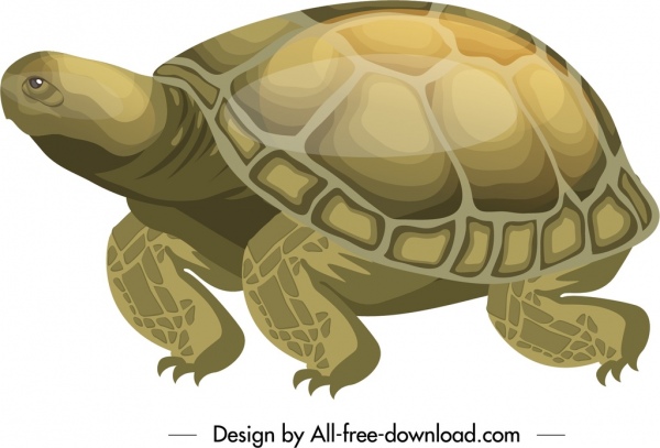 Schildkröte Ikone kriechende Geste glänzende farbige Skizze