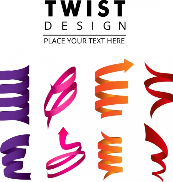 장식 아이콘 모음 다채로운 3d 디자인 트위스트