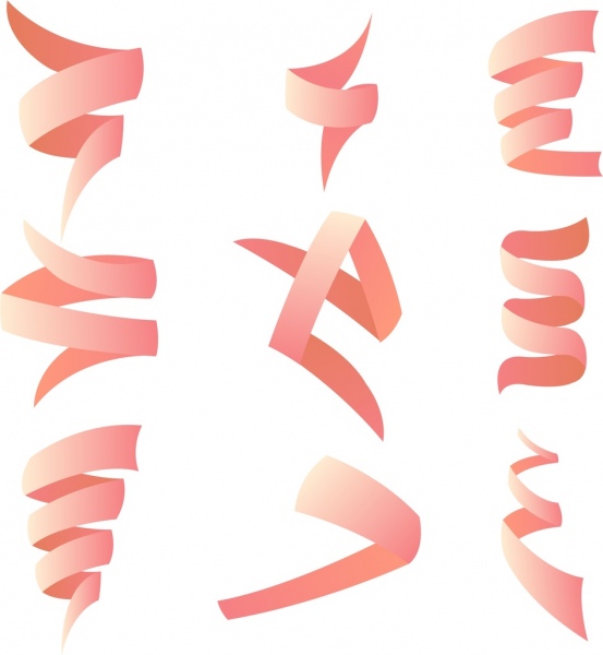 Dạng dải ruy băng màu hồng ly thiết kế biểu tượng 3 chiều
