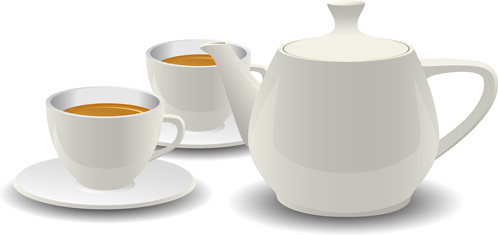 お茶のベクトルデザインの2カップ