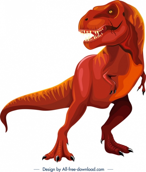 tyrannousaurus динозавр значок цветной мультфильм эскиз