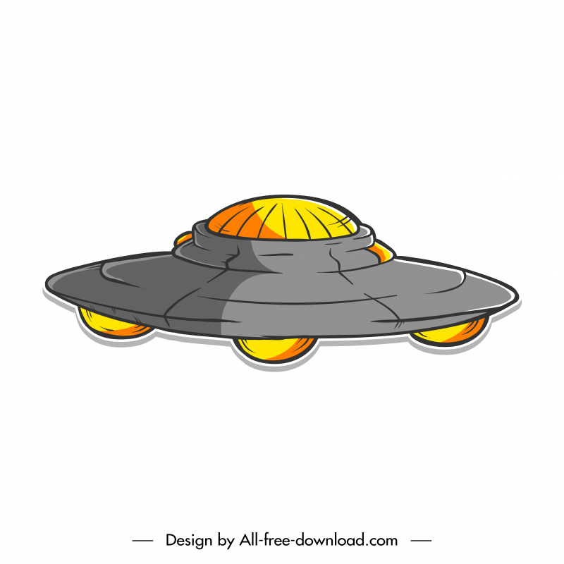 Ufo Sign Icon Colored Classic Handdrawn Outline Ufo Sign Icon Colored Classic Handdrawn Outline