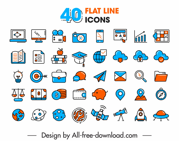 UI Icons Collection Flache klassische Skizze
