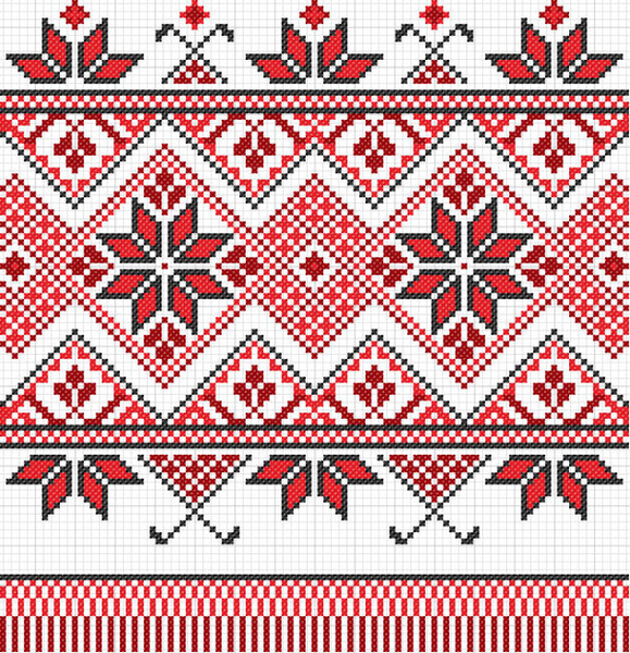 Ukraine Style Fabric Ornaments Vector Graphics