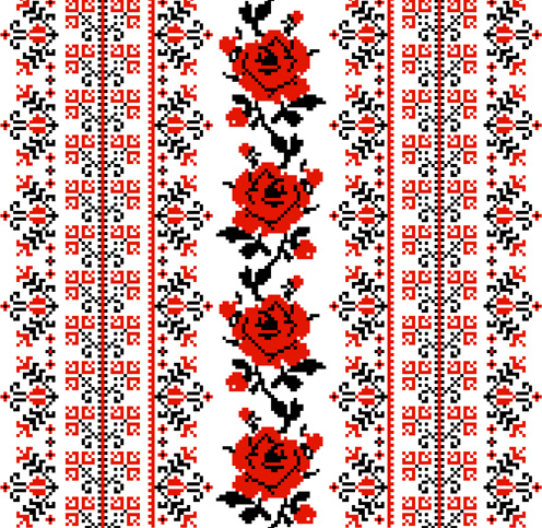 Ukrainian Styles Embroidery Patterns Vector Set