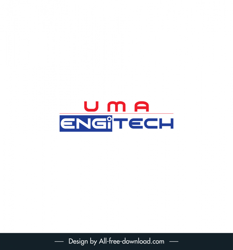 uma engitech logo şablonu modern zarif düz kırmızı mavi metinler tasarım