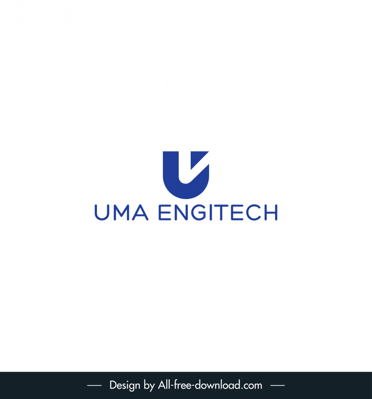 우마 엔기텍 로고타입 모던 플랫 블루 디자인