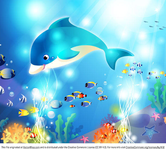 Delfín de vida bajo el agua de mar