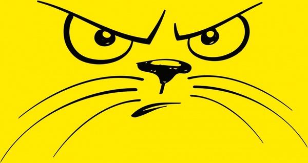 ilustrasi vektor draf potret kucing yang tidak bahagia