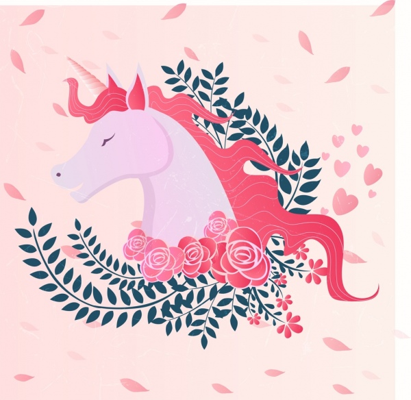 unicornio dibujo rosa diseño rosas hojas decoración