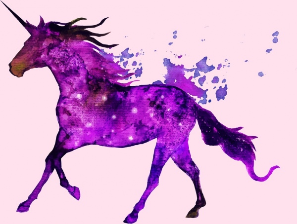 unicorn menggambar dekorasi grunge ungu