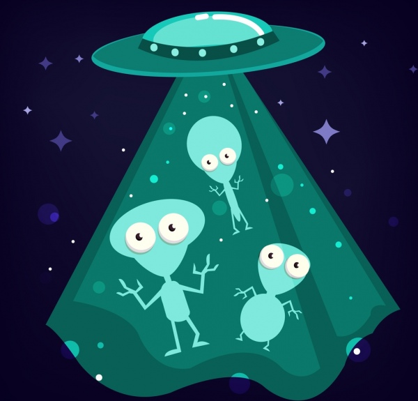 unbekanntes Flugobjekt Hintergrund alien Symbol Cartoon-design