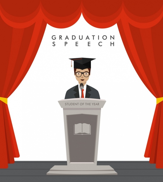 University Speech Background Graduated Student Icon Colored Cartoon