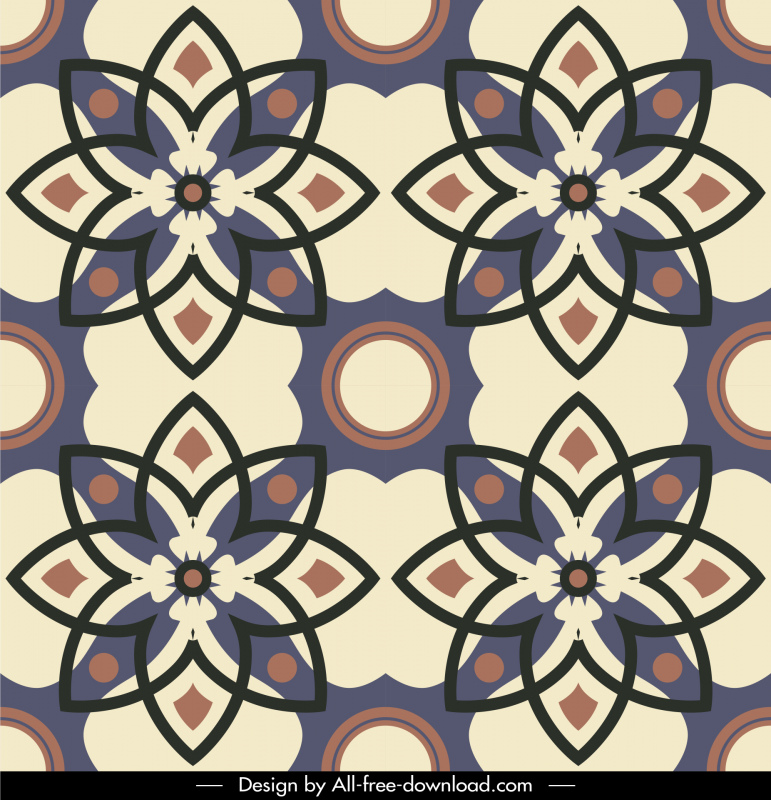 Urban Decore Matt Ceramic Pattern Elegant Oriental Symmetric Repeating Floral Design