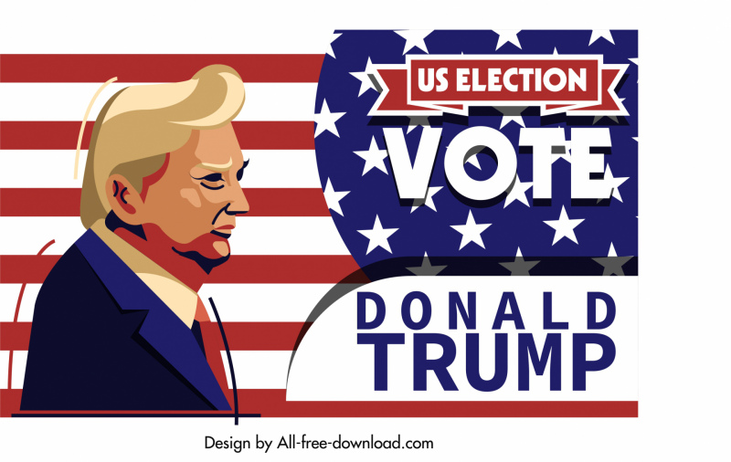 Sketsa bendera Presiden Trump poster pemilu AS