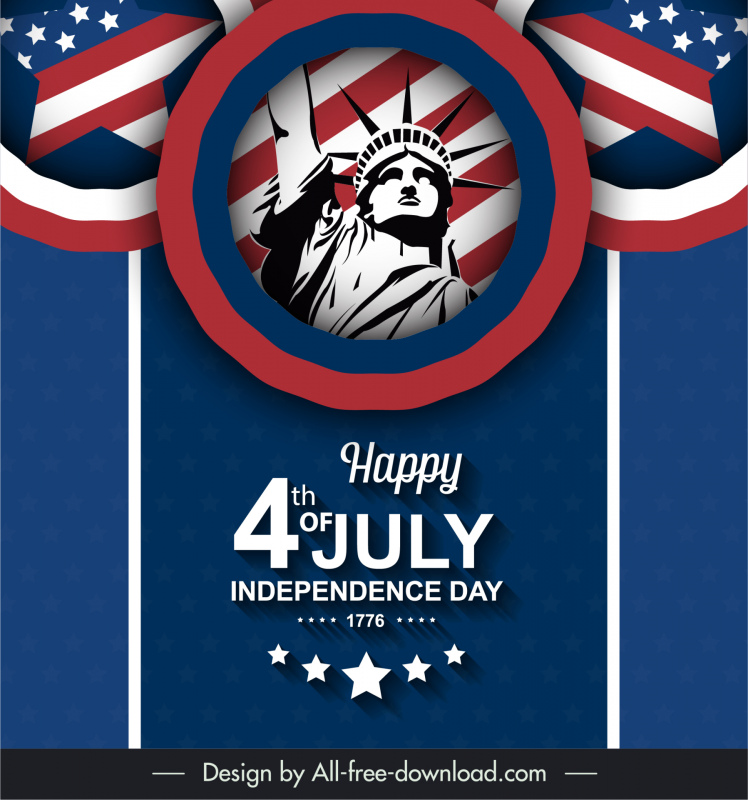Jour de l’indépendance des États-Unis vacances bannière modèle liberté statue drapeau cercle isolement